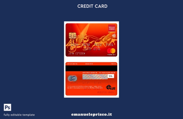 modello di carta mastercard della banca USA Wells Fargo in stile verificato